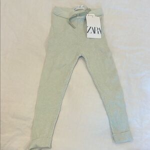 Zara Kids Mint Ribbed Leggings